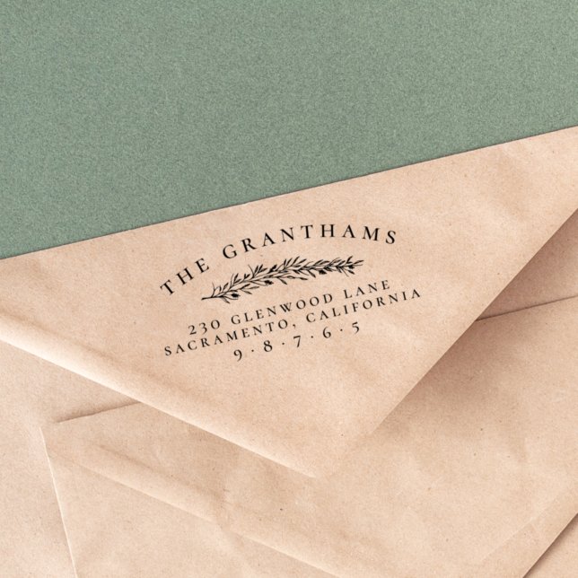 Classic Botanical Family Name Return Address Rubber Stamp (Creator Uploaded)