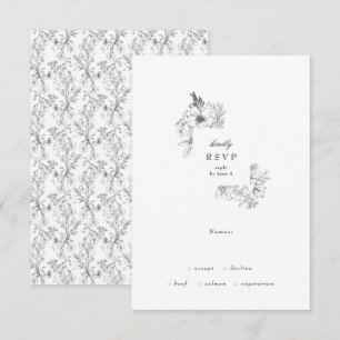 Classic Botanical Floral Wreath Wedding RSVP Card
