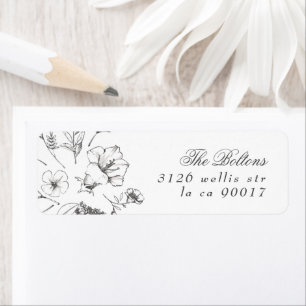 Classic Botanical Florals Wedding Return Address