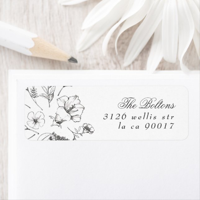 Classic Botanical Florals Wedding Return Address (Insitu)