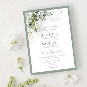 Classic Botanical Greenery Floral Watercolor Invitation
