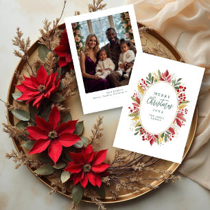 Classic Botanical Oval Frame Timeless Christmas Holiday Card