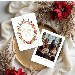 Classic Botanical Oval Frame Traditional Christmas Holiday Card