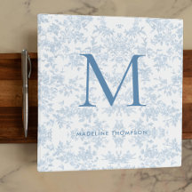 Classic Botanical Toile Monogram French Blue
