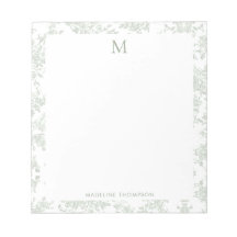 Classic Botanical Toile Monogram Sage Green