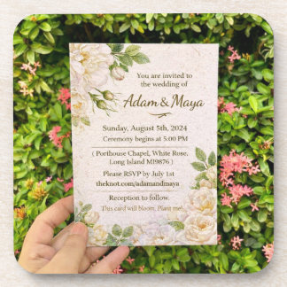 Classic Botanical Wedding Invi Coaster