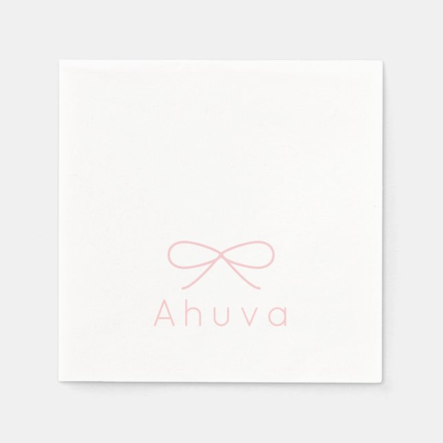 Classic Bow Cocktail Napkin in Baby Pink (Front)