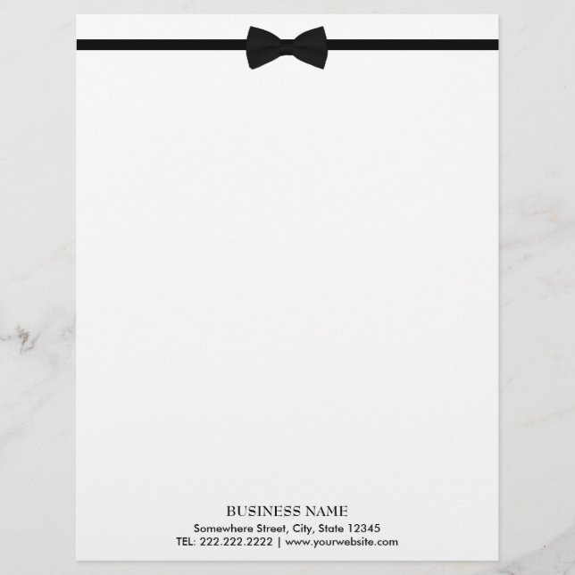 Classic Bow Tie Elegant Black & White Customised Letterhead (Front)