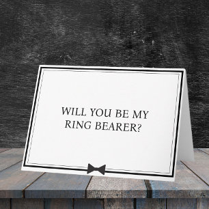 Classic Bowtie Minimalist Ring Bearer Proposal Card