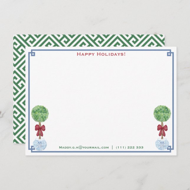 Classic Boxwood Merry Christmas From The Desk Of Card (Front/Back)