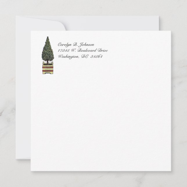 Classic Boxwood Topiary Elegant Simple Flat Card  (Front)