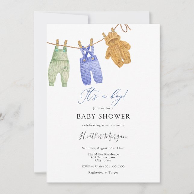 Classic Boy Baby Shower Invitation (Front)