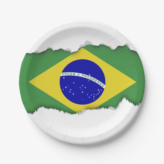 Classic Brazilian Flag Paper Plate (Front)