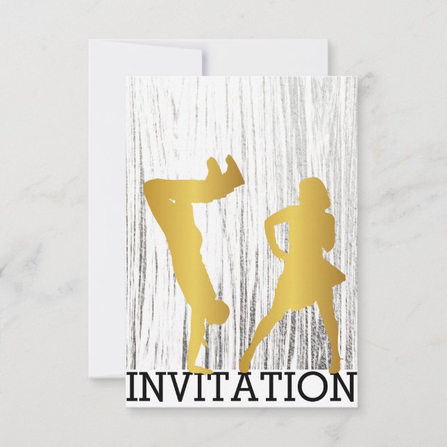 Classic Break Dance Dico Hip Hop Silver White Gold Invitation (Front)