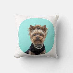 Classic Breakfast Poster Yorkshire Terrier Yorkie Cushion