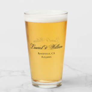 Classic Bride and Groom Wedding Glass Cup