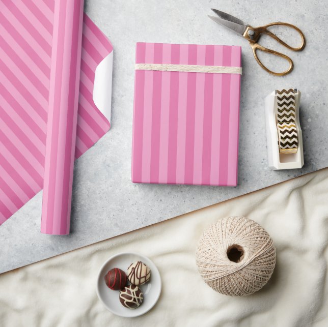 Classic Bright Hot Girly Pink Ombre Stripes Wrapping Paper (Crafts)