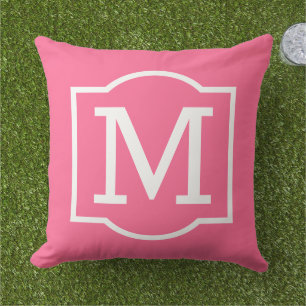 Classic Bright Pink Custom Monogram Letter Cushion