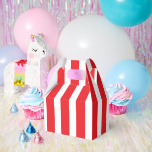 Classic Bright Red and White Striped Large Gable Favour Box