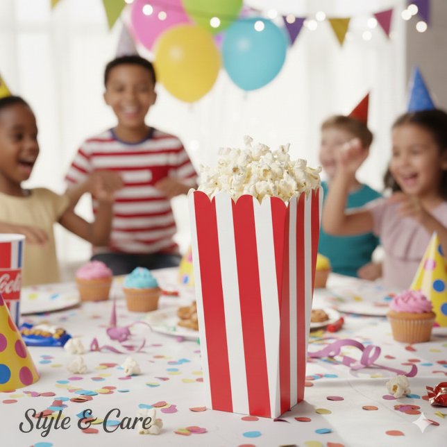 Classic Bright Red and White Striped Popcorn Favour Box (Classic Bright Red and White Striped Popcorn Favor Boxes)