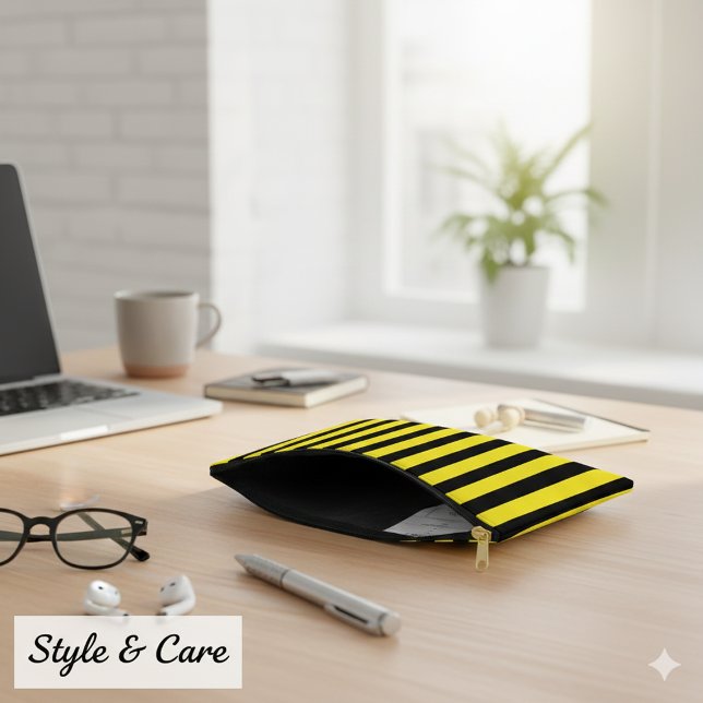 Classic Bright Yellow and Black Striped Accessory Pouch (Classic Bright Yellow and Black Striped Accessory Pouch)