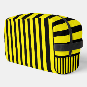 Classic Bright Yellow and Black Striped Dopp Kit