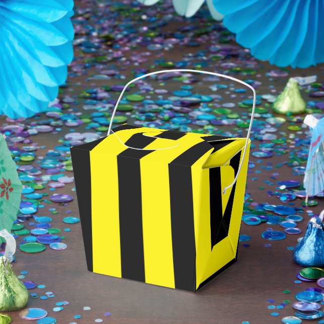 Classic Bright Yellow and Black Striped Take Out Favour Box (Party)