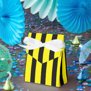 Classic Bright Yellow and Black Striped Tent Favour Box