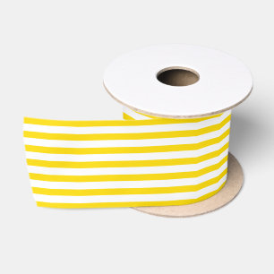 Classic Bright Yellow and White Nautical Striped Satin Ribbon