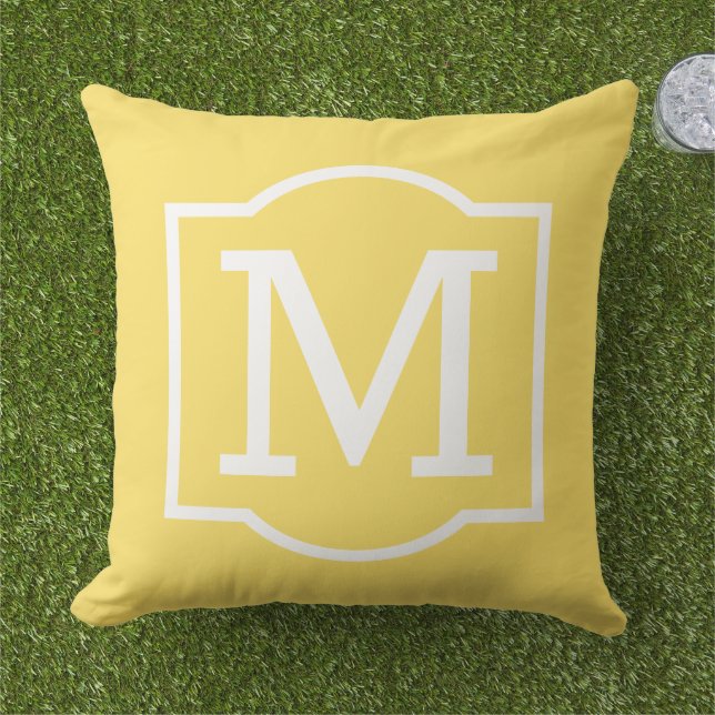 Classic Bright Yellow Custom Monogram Letter Cushion (Grass)