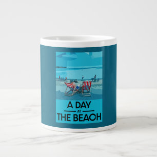 Classic British Beach Art British Sea Side Servin Large Coffee Mug