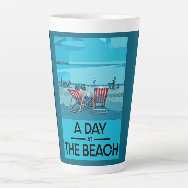Classic British Beach Art  British Sea Side Servin Latte Mug (Front)