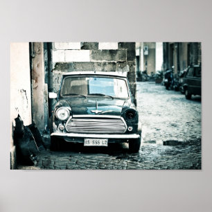 Classic British Mini in Rome Poster