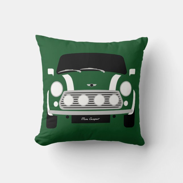 Classic British Racing Green Austin Mini Cooper Cushion (Front)