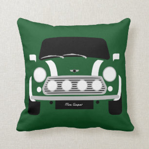 Classic British Racing Green Austin Mini Cooper Cushion