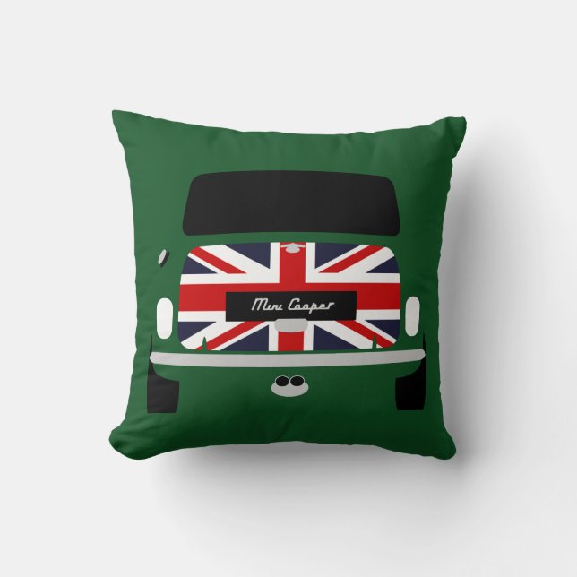 Classic British Racing Green Austin Mini Cooper Cushion (Front)