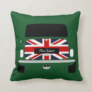 Classic British Racing Green Austin Mini Cooper Cushion
