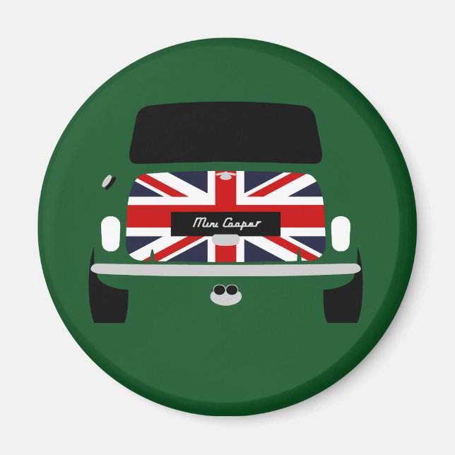 Classic British Racing Green Mini Cooper car Magnet (Front)