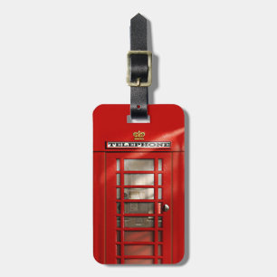 Classic British Red Telephone Box Personalised Luggage Tag