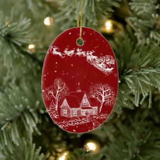 Classic British Toile Christmas Ornament
