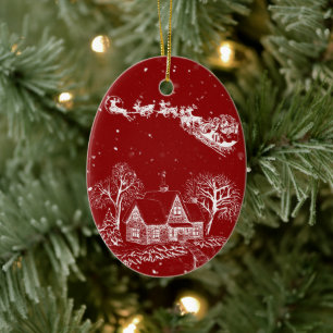 Classic British Toile Christmas Ornament: A Tribut Ceramic Tree Decoration