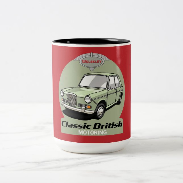Classic British Wolseley 1300 Car Two-Tone Coffee Mug (Center)