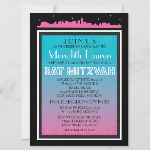CLASSIC BROADWAY Bat Mitzvah Invitation-6 x 8 Invitation