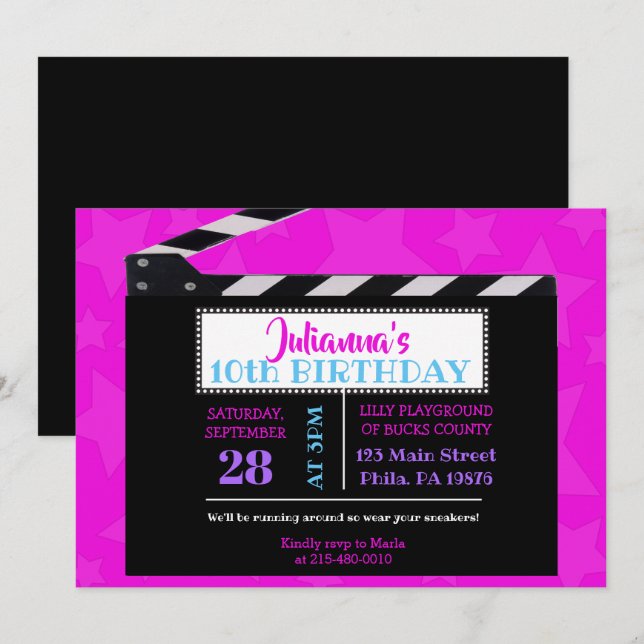 CLASSIC BROADWAY Birthday Party Invitation (Front/Back)