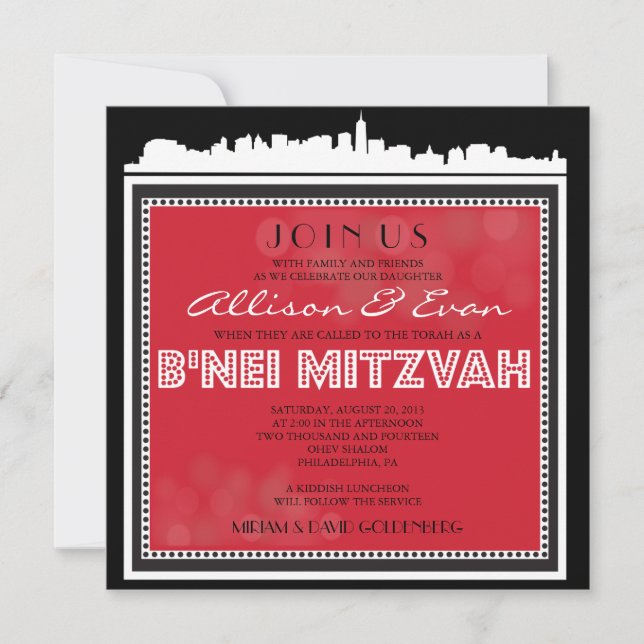 CLASSIC BROADWAY- B'NEI MITZVAH INVITATION (Front)