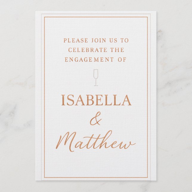 Classic Bronze Accents Couple Party Invite (Front)