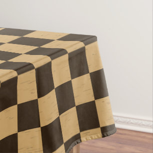 Classic Brown and Beige Chequerboard Tablecloth