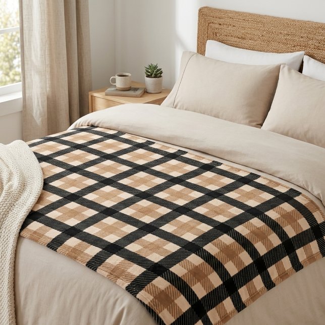 Classic Brown and Black Textured Plaid Fleece Blan Blanket (Creator Uploaded)
