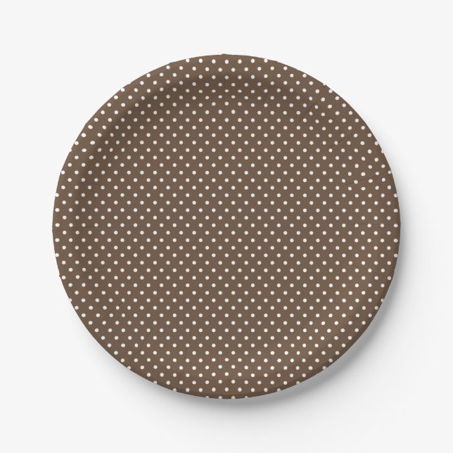 Classic Brown and White Polka Dot Plates (Front)