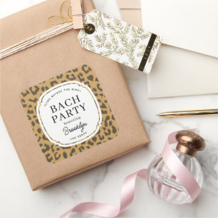 Classic Brown Animal Print Bachelorette Party Square Sticker